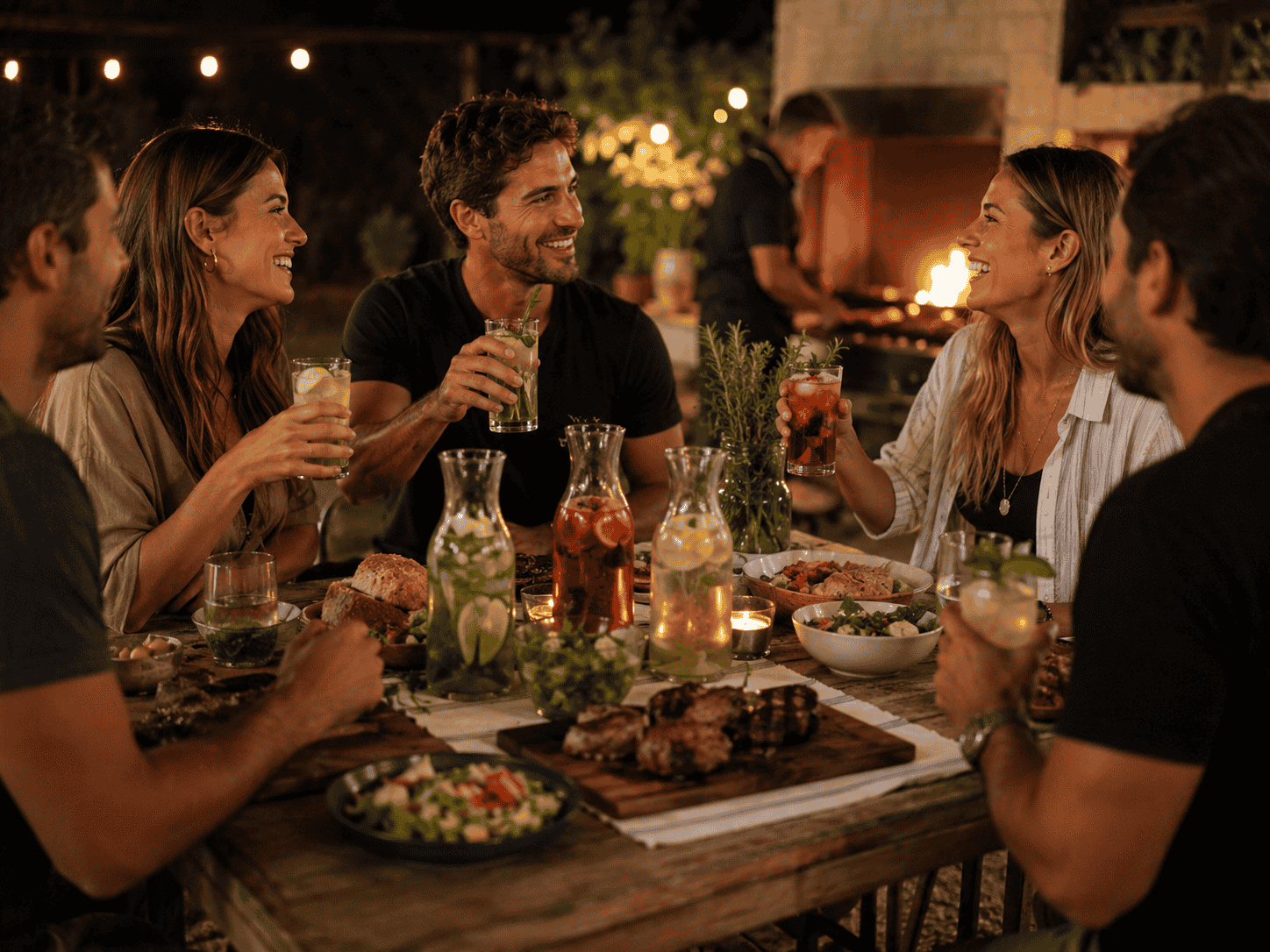Bebidas para parrilla, comida y reuniones